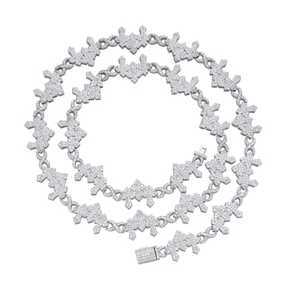 Sterling Silver Round Moissanite Infinity 3 Cross 22 Inch Religious Necklace RP 9-5/8 Cttw