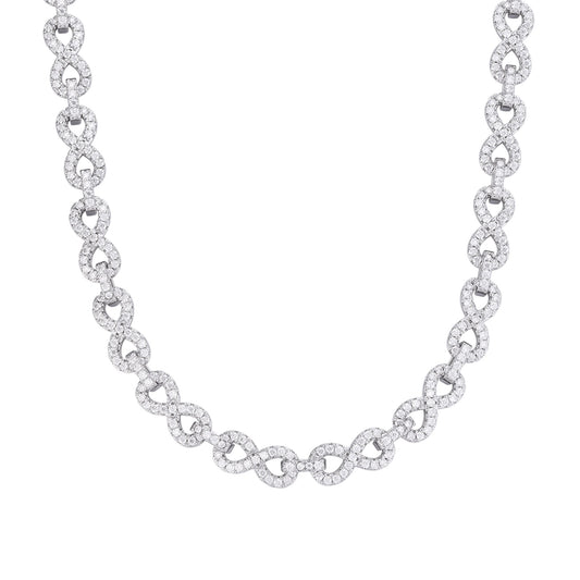 Sterling Silver 8mm Round Moissanite Infinity 22 Inch Designer Necklace RP 12 Cttw