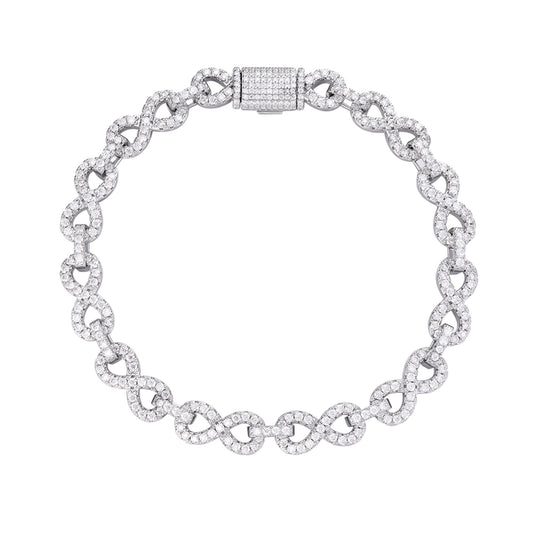 Sterling Silver 8mm Round Moissanite Infinity 8 Inch Designer Bracelet RP 8-3/4 Cttw