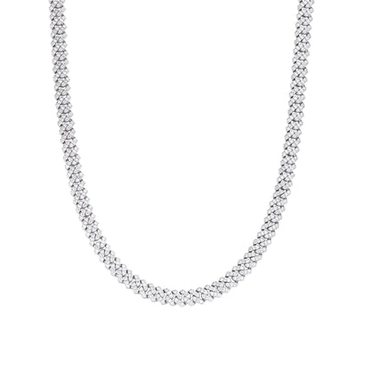 Sterling Silver 6mm Round Moissanite Cuban 22 Inch Necklace PP 5-3/8 Cttw