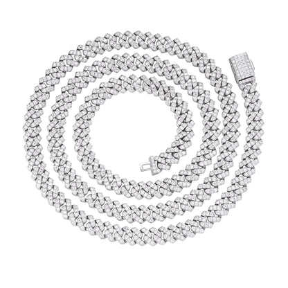 Sterling Silver 6mm Round Moissanite Cuban 20 Inch Necklace RP 5-3/8 Cttw