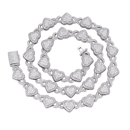 Sterling Silver Round Moissanite Infinity Heart Designer 18 Inch Necklace RP 19 Cttw