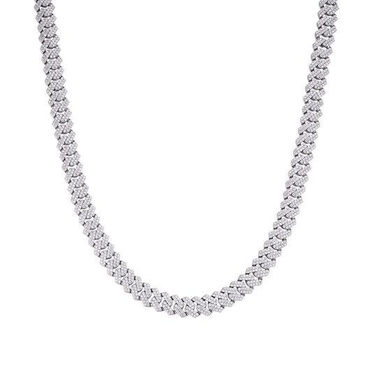 Sterling Silver 8mm Round Moissanite Cuban 18 Inch Necklace RP 8-1/3 Cttw