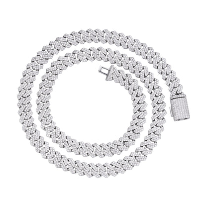 Sterling Silver 8mm Round Moissanite Cuban 20 Inch Necklace RP 8-1/3 Cttw