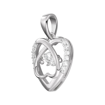 Sterling Silver Round Moissanite Infinity Heart Designer Pendant RP 3/8 Cttw