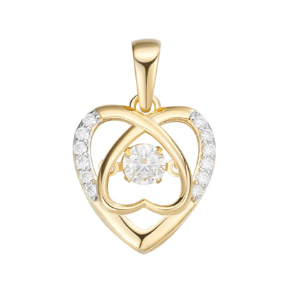 Sterling Silver Round Moissanite Infinity Heart Designer Pendant RP+GP 3/8 Cttw