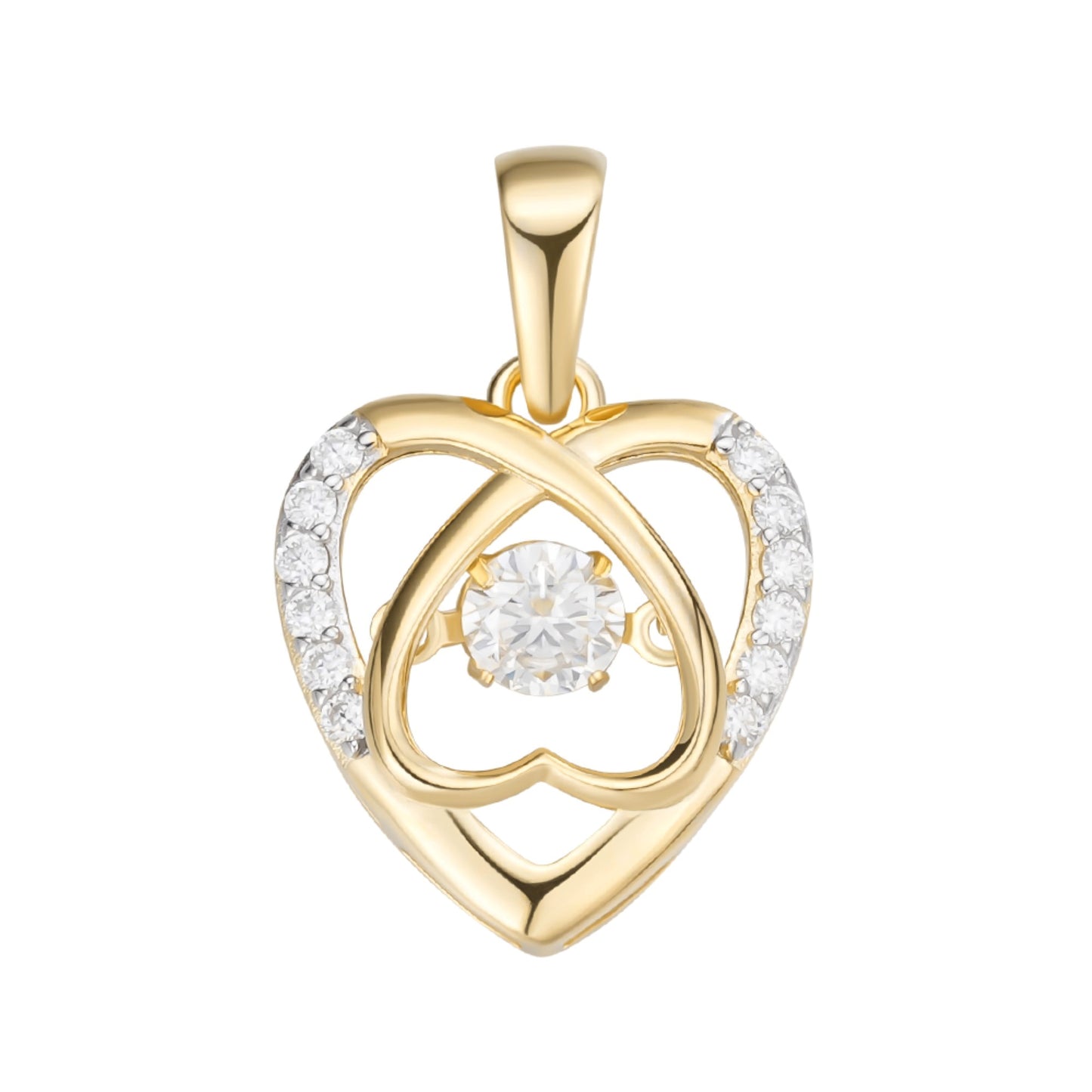 Sterling Silver Round Moissanite Infinity Heart Designer Pendant RP+GP 3/8 Cttw