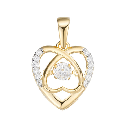Sterling Silver Round Moissanite Infinity Heart Designer Pendant Rhodium Plated & Gold Plated 3/8 CT