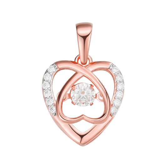 Sterling Silver Round Moissanite Infinity Heart Designer Pendant RP+PP 3/8 Cttw