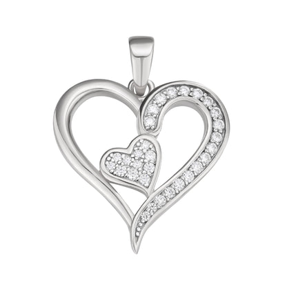 Sterling Silver Round Moissanite Double Heart Designer Pendant RP 1/4 Cttw