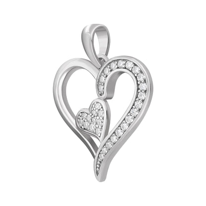 Sterling Silver Round Moissanite Double Heart Designer Pendant RP 1/4 Cttw