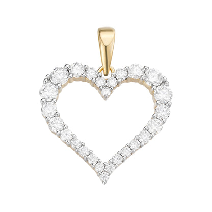 Beautiful sterling silver moissanite heart pendant with sparkling stones in a classic design