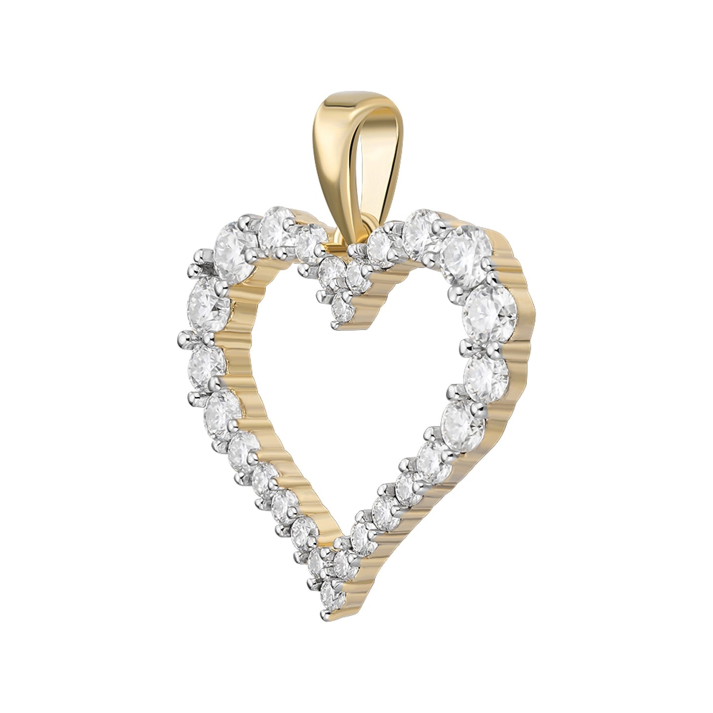 Sterling Silver Round Moissanite Single Row Heart Designer Pendant RP+GP 1-1/4 Cttw