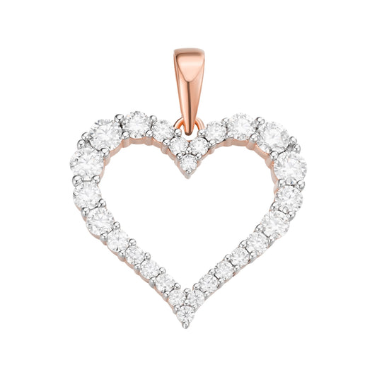 Sterling Silver Round Moissanite Single Row Heart Designer Pendant RP+PP 1-1/4 Cttw