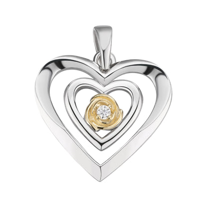 Sterling Silver Round Moissanite Solitaire Heart Designer Pendant RP+GP 1/10 Cttw