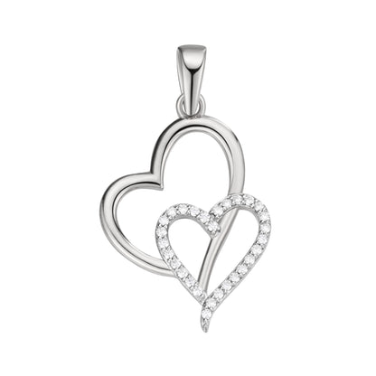Sterling Silver Round Moissanite Double Heart Infinity Designer Pendant RP 1/6 Cttw