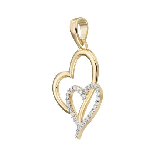 Sterling Silver Round Moissanite Double Heart Infinity Designer Pendant RP+GP 1/6 Cttw