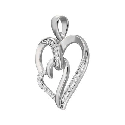 Sterling Silver Round Moissanite Double Heart Infinity Designer Pendant RP 1/6 Cttw