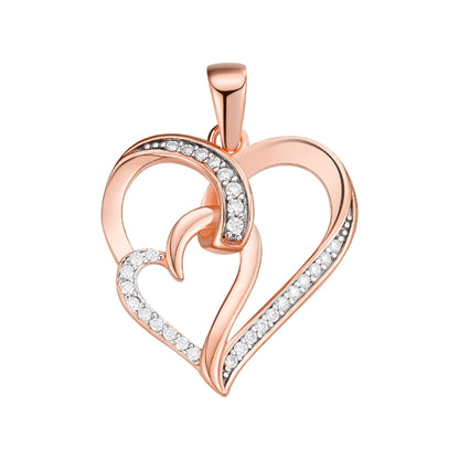 Royal Jewelry and Watches moissanite heart infinity pendant in rose gold with sparkling stones