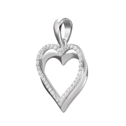 Sterling silver heart pendant with sparkling accents, perfect for any jewelry collection