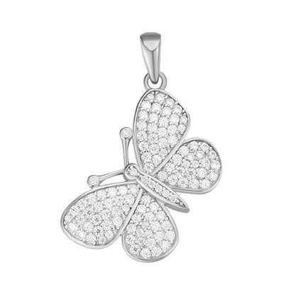 Sterling silver butterfly pendant adorned with sparkling stones for an elegant look