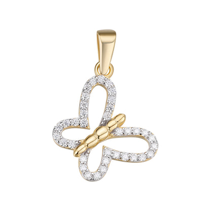 Sterling Silver Round Moissanite Butterfly Animal Pendant RP+GP 1/3 Cttw