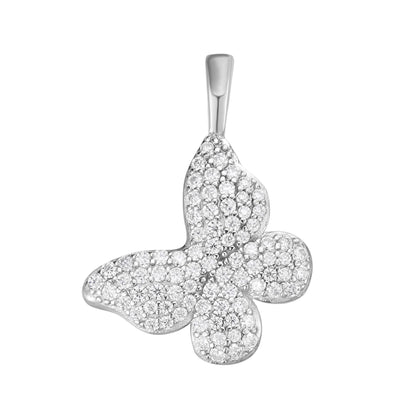 Elegant sterling silver moissanite butterfly pendant with intricate sparkling details