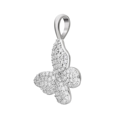 Sterling silver moissanite butterfly pendant with sparkling stones for elegant jewelry lovers