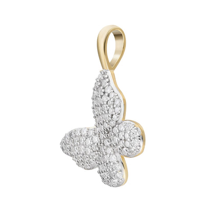 Elegant sterling silver moissanite butterfly pendant with intricate design and sparkling stones