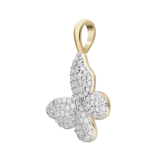 Elegant sterling silver moissanite butterfly pendant with intricate design and sparkling stones