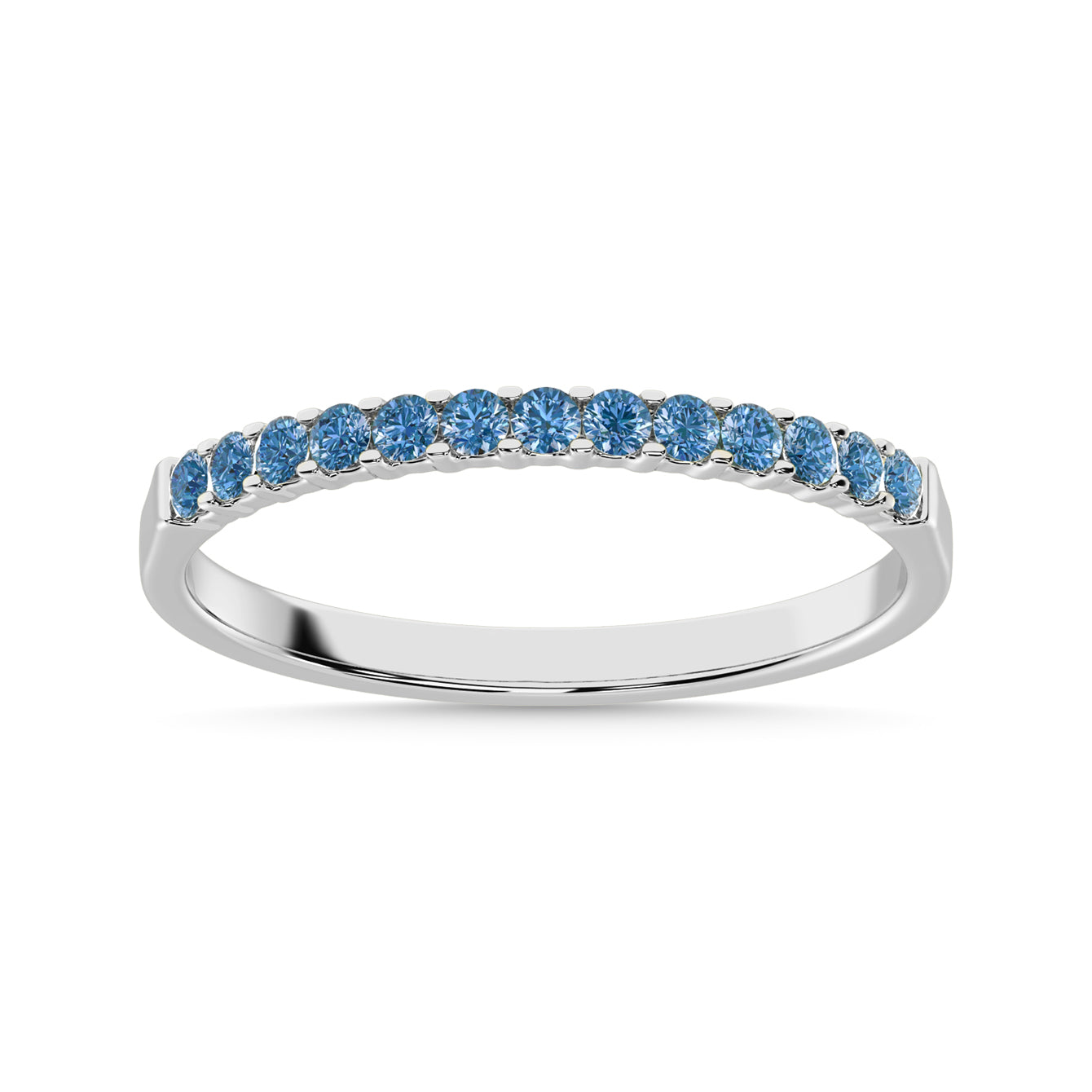 14K White Gold 1/5 CT Blue Diamond Machine Band