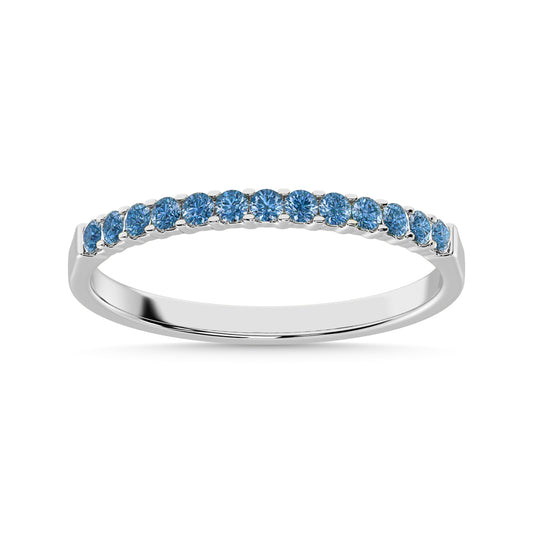 14K White Gold 1/5 CT Blue Diamond Machine Band