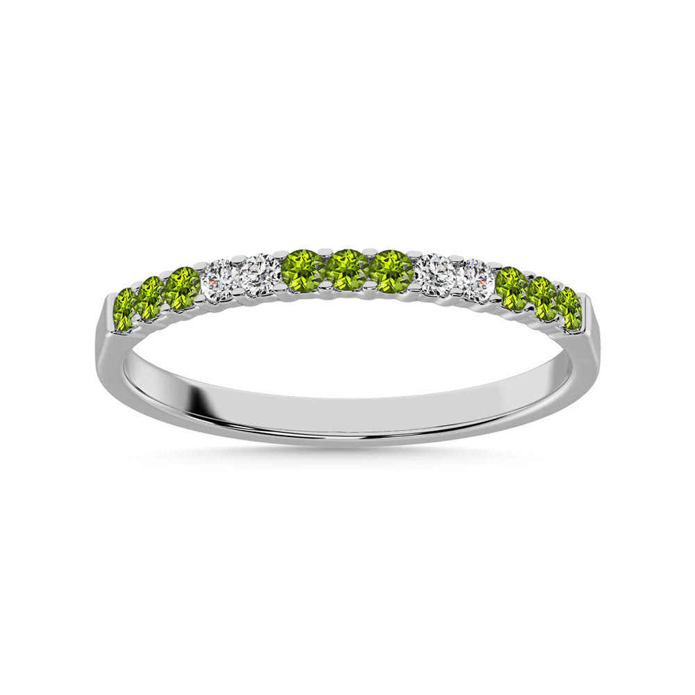 Diamond 1/4 CT & Peridot Band in 14K White Gold
