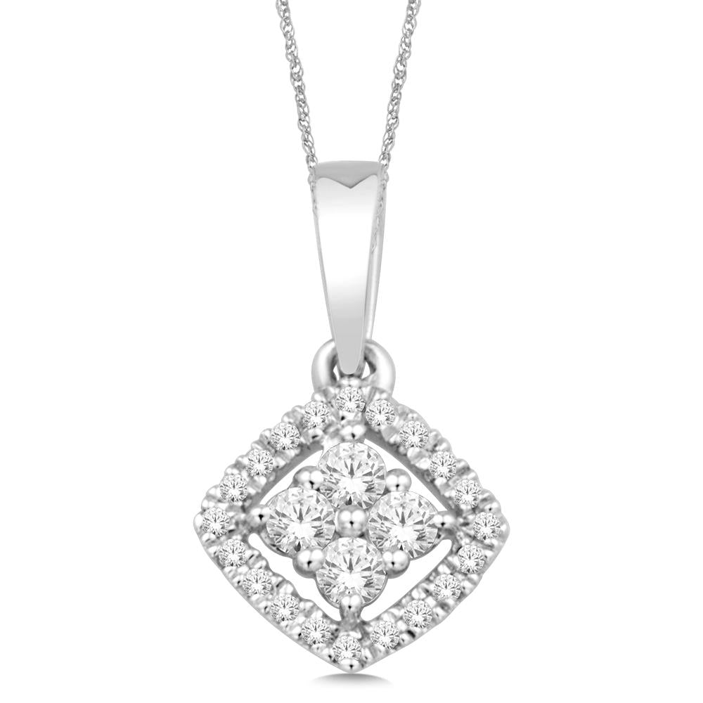 14K White Gold 1/10 CT Diamond Fashion Pendant