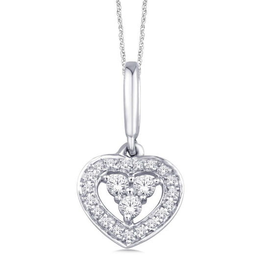 10K White Gold 1/20 CT Diamond Heart Pendant