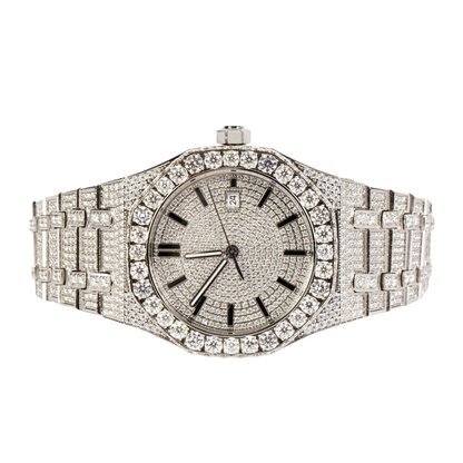 Moissanite Stainless Steel White Band Mens Watch 22-1/3 CT