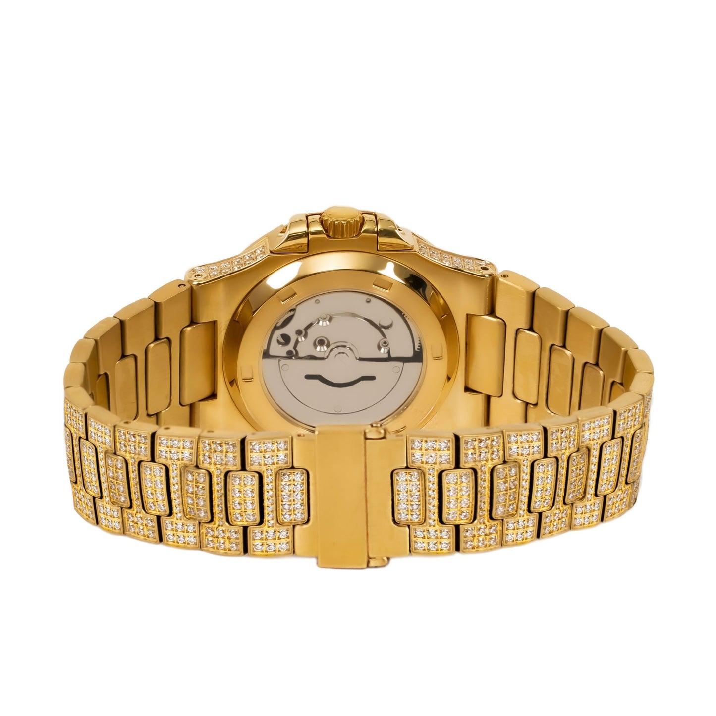 Moissanite Stainless Steel Yellow Band Mens Watch 18-1/3 Cttw