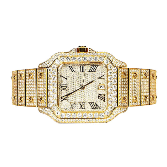 Moissanite Stainless Steel Yellow Steel Band 20-1/5 Cttw