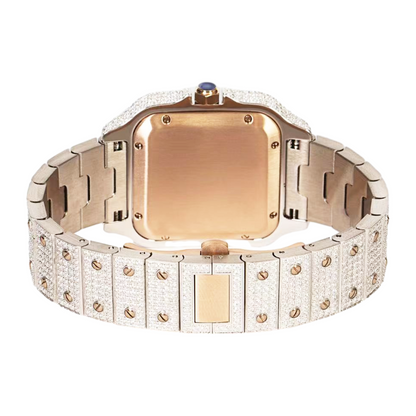 Moissanite Stainless Steel Rose Two Tone Band Mens Watch 20.20 Cttw