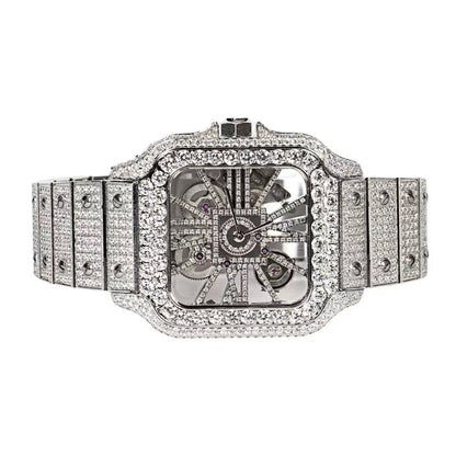 Luxurious Royal Jewelry moissanite mens watch with sparkling diamond accents and an elegant silver band
