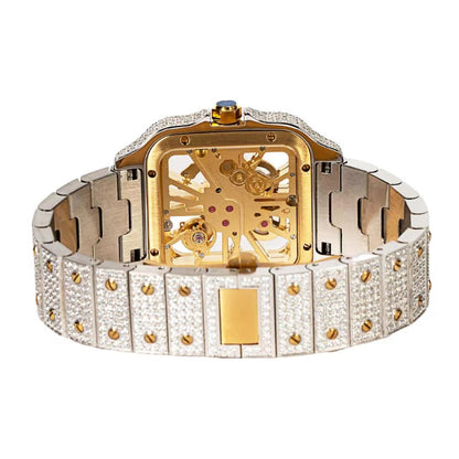 Moissanite Stainless Steel Yellow Two Tone Band Mens Watch 20-1/5 Cttw