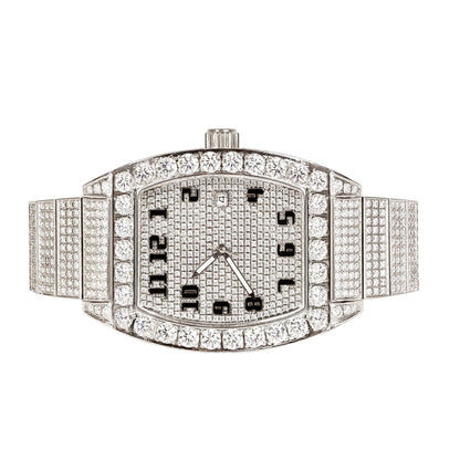 Moissanite Stainless Steel White Band Mens Watch