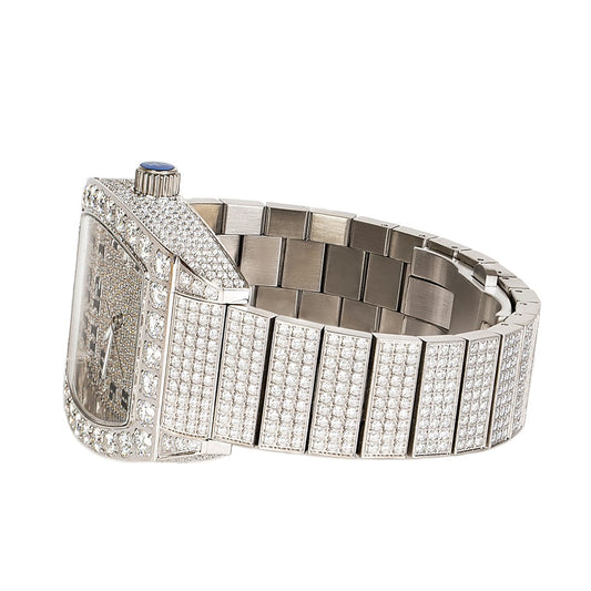 Moissanite Stainless Steel Yellow Band Mens Watch