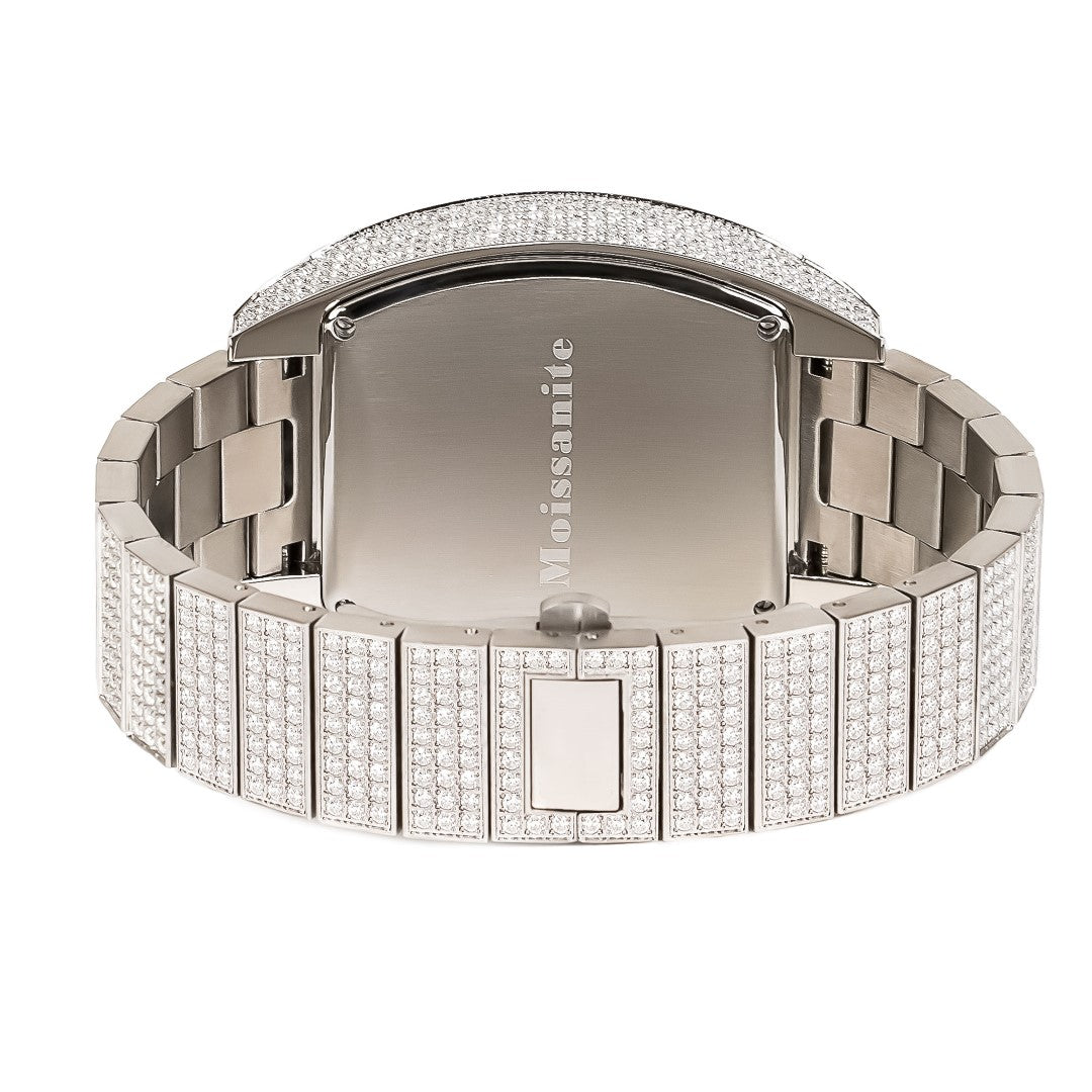Moissanite Stainless Steel Rose Band Mens Watch