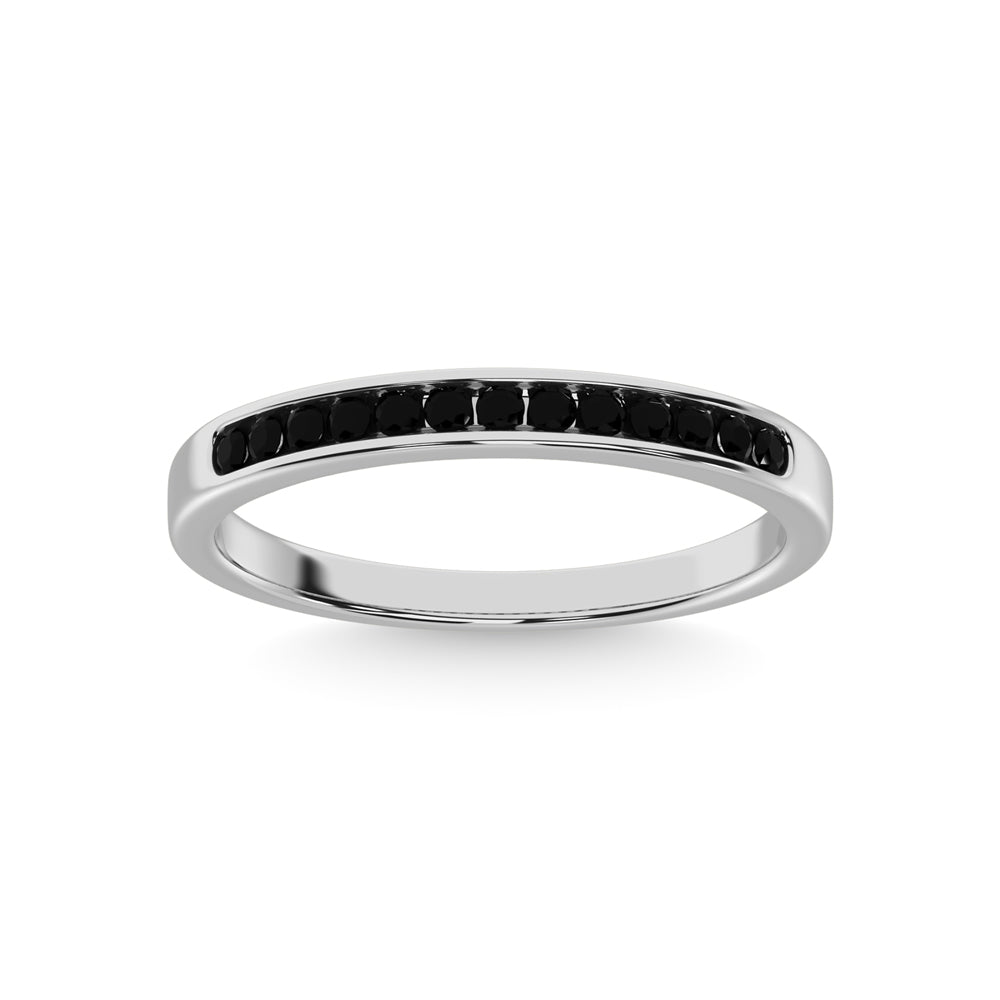 14K White Gold 1/6 CT Black Diamond Machine Band
