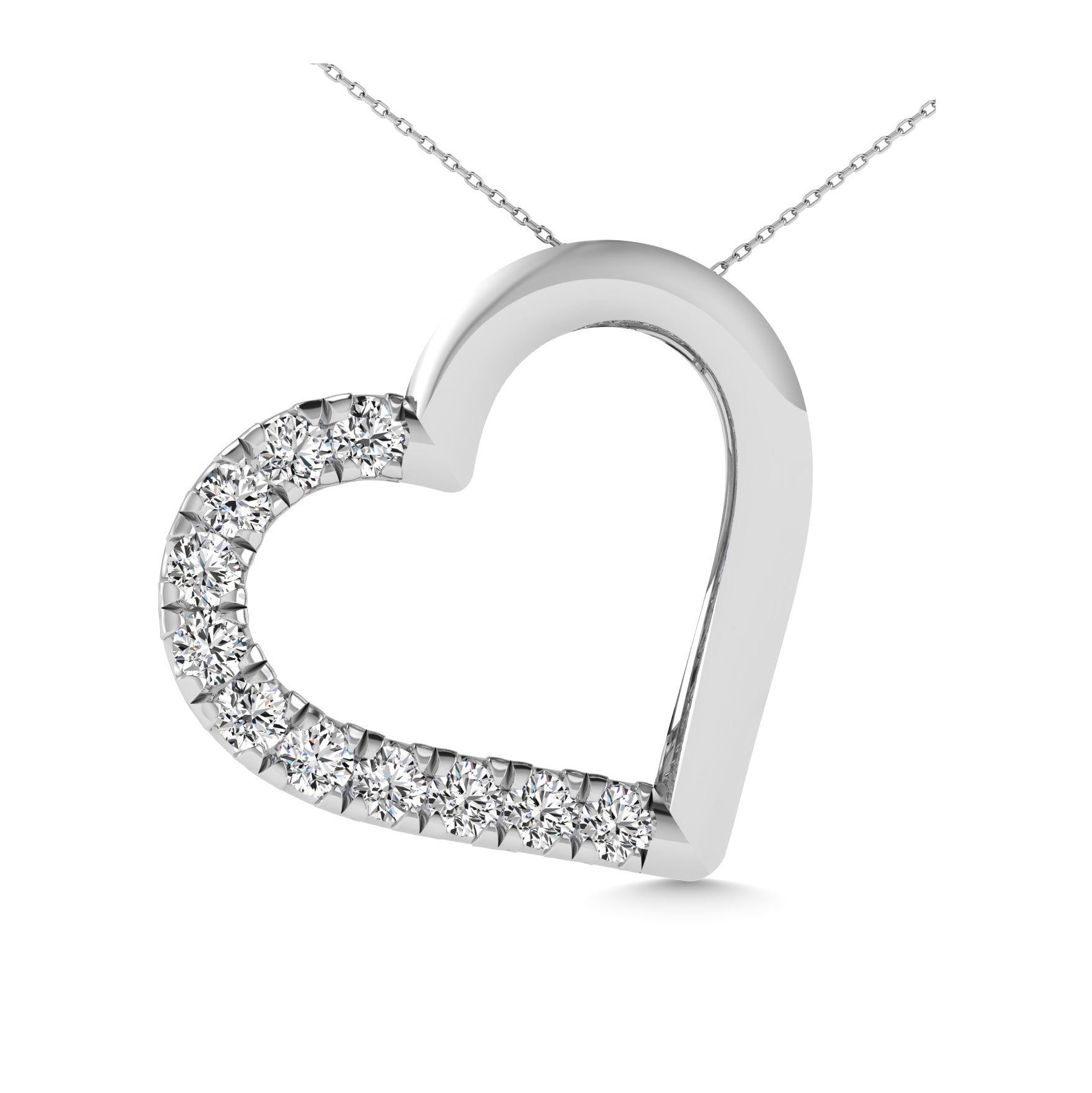 10K White Gold 1/10 CT Diamond Heart Pendant
