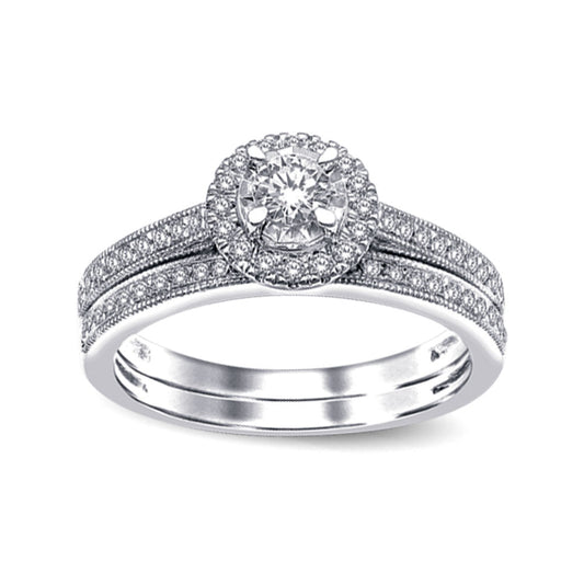 10K White Gold 1/2 CT Diamond Bridal Ring