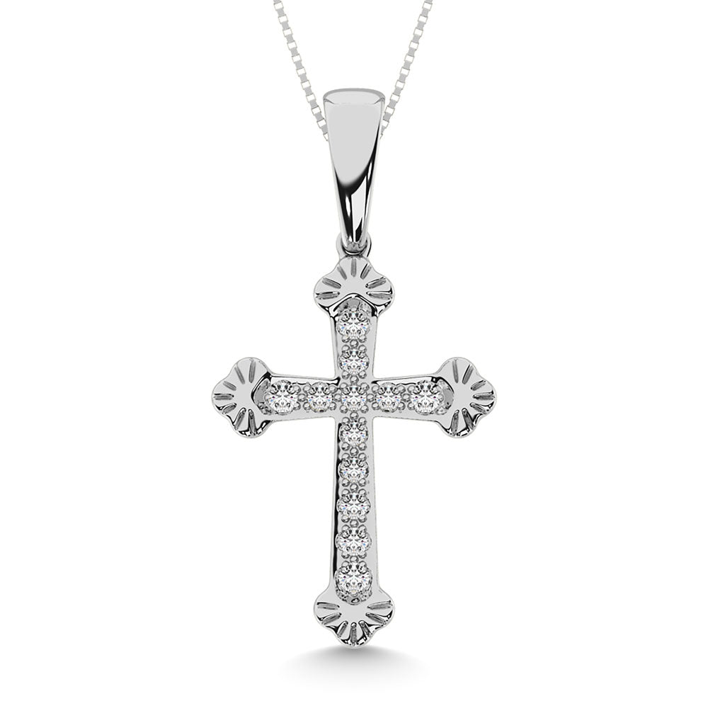 Diamond 1/6 CT Cross Pendant in 925 Silver