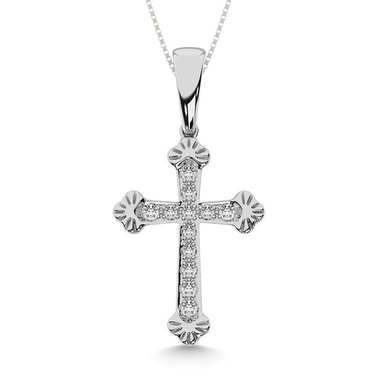 Diamond 1/6 CT Cross Pendant in 925 Silver