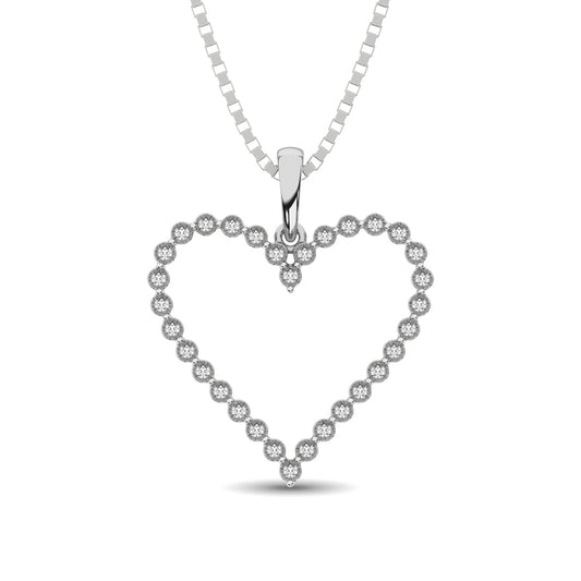 Sterling Silver 1/10 CT Diamond Heart Pendant
